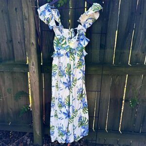 Sugarlips Women's Floral Ruffle Back Tie Midi Dress Size M